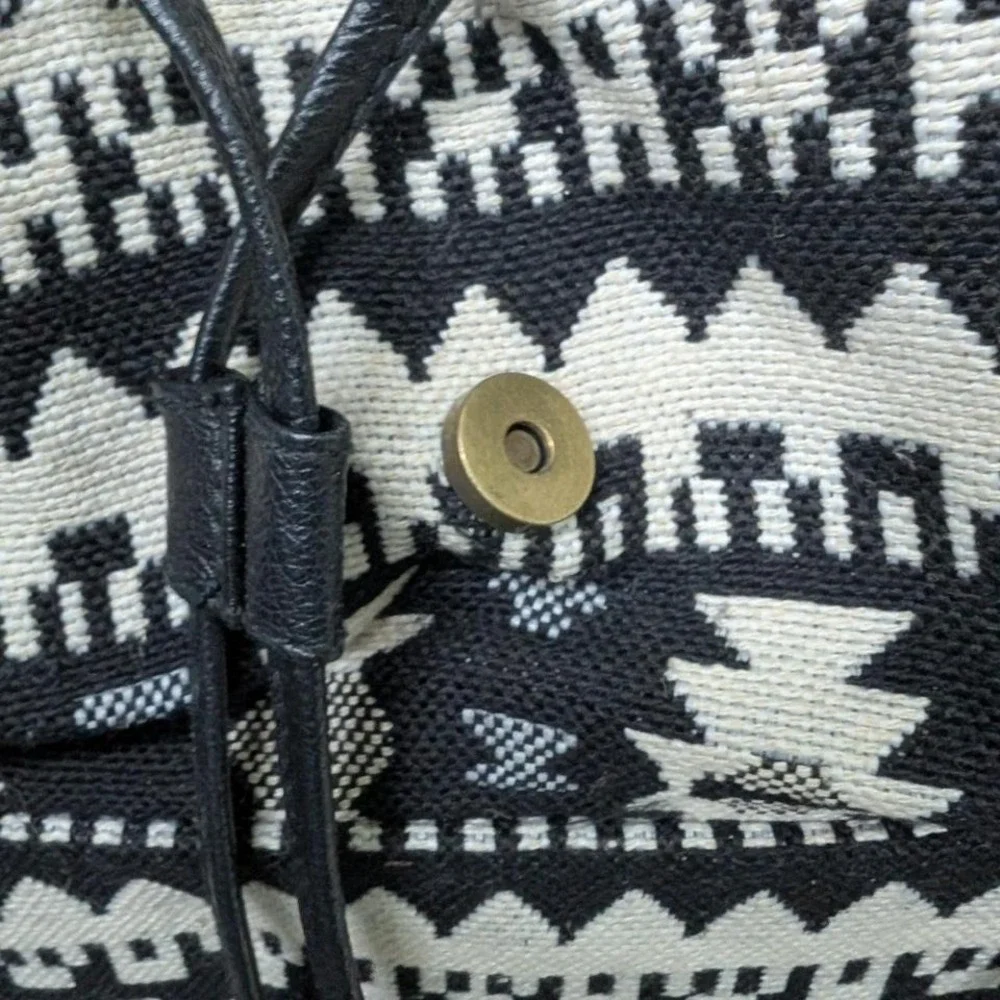 Union Bay black leather backpack with fringe and Aztec print‎
